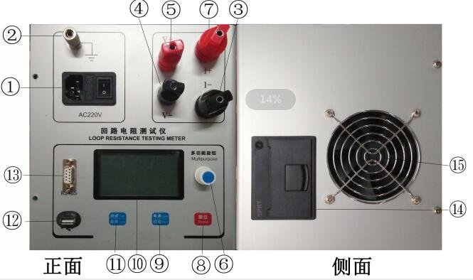 智能回路電阻測試儀廠家面板