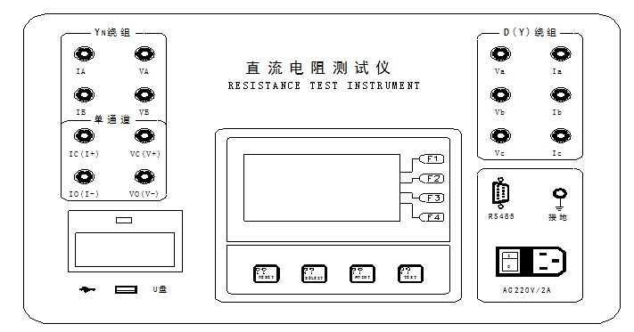 三通道直流電阻測(cè)試儀廠家面板圖